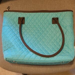 Elegant Turquoise Quilted Tote Bag
